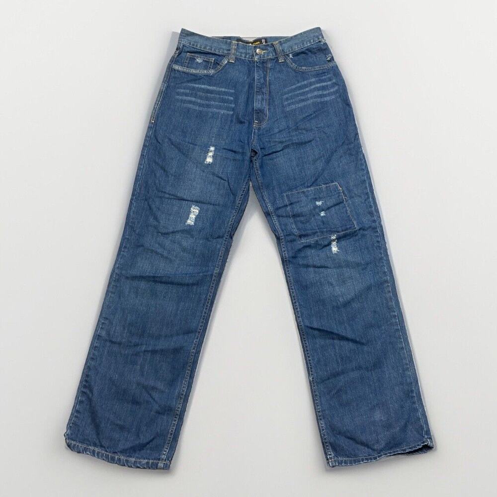 Vintage Jordan Craig Relaxed Straight Distressed Jeans Men's Size‎ 34x32 Blue